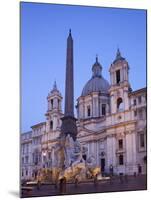 Italy, Rome, Piazza Navona, Fountain of the Four Rivers and Sant' Agnese in Agone Church-Steve Vidler-Mounted Photographic Print