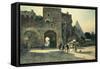 Italy, Rome, Porta San Paolo (St. Paul's Gate) and Pyramid of Caius Cestius-Ettore Roesler Franz-Framed Stretched Canvas