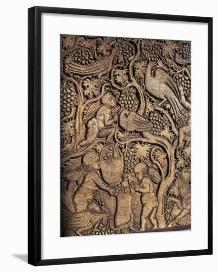 Italy, Rome, Roman Marble Sarcophagus with Relief Depicting Nuptial Rite, Cupids Harvesting Grapes-null-Framed Giclee Print