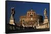 Italy. Rome. Saint Angelo Bridge and Hadrian's Mausoleum-null-Framed Stretched Canvas