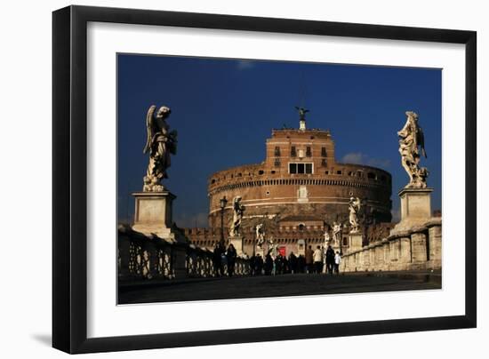Italy. Rome. Saint Angelo Bridge and Hadrian's Mausoleum-null-Framed Giclee Print