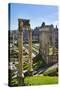 Italy, Rome, temple and arch ruins at Roman Forum-Michele Molinari-Stretched Canvas