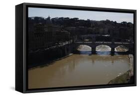 Italy. Rome. Tiber River from Castel Sant'Angelo-null-Framed Stretched Canvas