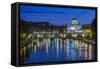 Italy, Rome, Twilight Tiber River-Rob Tilley-Framed Stretched Canvas