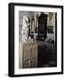 Italy, Sant Angelo Lodigiano, Morando Bolognini Castle, Statue of Lion on Granite Plinth-null-Framed Giclee Print