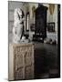 Italy, Sant Angelo Lodigiano, Morando Bolognini Castle, Statue of Lion on Granite Plinth-null-Mounted Giclee Print