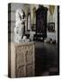 Italy, Sant Angelo Lodigiano, Morando Bolognini Castle, Statue of Lion on Granite Plinth-null-Stretched Canvas