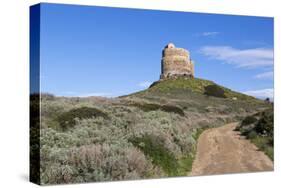 Italy, Sardinia, Oristano. Dirt Road Leading around the Torre Spangla Di San Giovanni Di Sinis-Alida Latham-Stretched Canvas