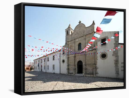 Italy, Sardinia, Pozzomaggiore, Chiesa Madonna Della Salute, Pendant Garlands-Brigitte Protzel-Framed Stretched Canvas