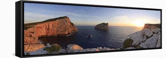 Italy, Sardinia, Sassari District, Alghero, Capo Caccia, Characteristic White Cliffs of Capo Caccia-Francesco Iacobelli-Framed Stretched Canvas