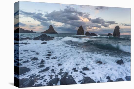 Italy, Sicily, Acitrezza Cliff in a Winter Storm-Salvo Orlando-Stretched Canvas