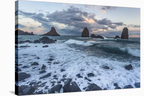 Italy, Sicily, Acitrezza Cliff in a Winter Storm-Salvo Orlando-Stretched Canvas