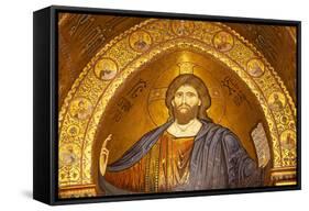 Italy, Sicily, Monreale. Detail of Mosaic in the Monreale Cathedral.-Ken Scicluna-Framed Stretched Canvas