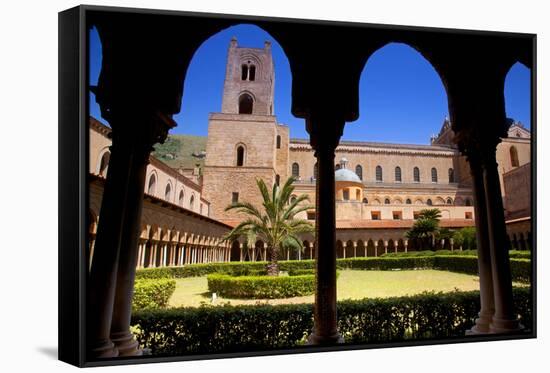 Italy, Sicily, Monreale. the Cathedral Form under the Monastery Arches.-Ken Scicluna-Framed Stretched Canvas