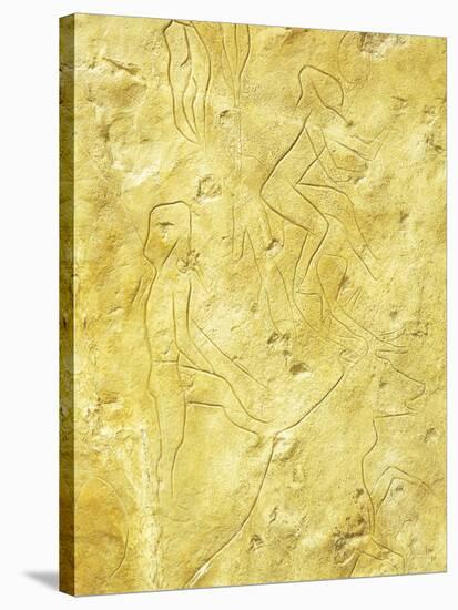 Italy, Sicily, Palermo, Cave of Addaura, Mould of Rock Engravings Depicting Deer Hunting Scene-null-Stretched Canvas