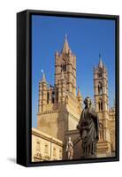 Italy, Sicily, Palermo. Detail of Statue in Front of the Cathedral.-Ken Scicluna-Framed Stretched Canvas