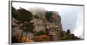 Italy, Sicily, province of Trapani, Erice, Norman castle, rock, fog, early morning-Ralf Adler-Framed Photographic Print