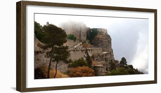 Italy, Sicily, province of Trapani, Erice, Norman castle, rock, fog, early morning-Ralf Adler-Framed Photographic Print