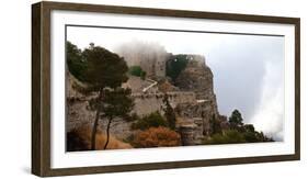 Italy, Sicily, province of Trapani, Erice, Norman castle, rock, fog, early morning-Ralf Adler-Framed Photographic Print