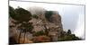 Italy, Sicily, province of Trapani, Erice, Norman castle, rock, fog, early morning-Ralf Adler-Mounted Photographic Print