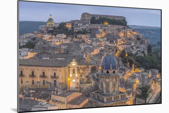 Italy, Sicily, Ragusa, Looking down on Ragusa Ibla at Dusk-Rob Tilley-Mounted Photographic Print