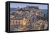 Italy, Sicily, Ragusa, Looking down on Ragusa Ibla at Dusk-Rob Tilley-Framed Stretched Canvas