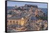 Italy, Sicily, Ragusa, Looking down on Ragusa Ibla at Dusk-Rob Tilley-Framed Stretched Canvas