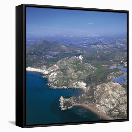 Italy, Sicily Region, Palma Di Montechiaro, Castle of Montechiaro, Aerial View-null-Framed Stretched Canvas