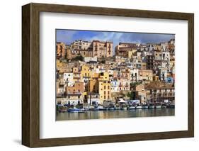 Italy, Sicily, Sciacca. the Port with the Houses in the Historic Centre.-Ken Scicluna-Framed Photographic Print