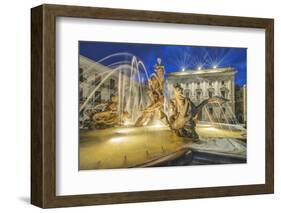 Italy, Sicily, Syracuse. Twilight Piazza Archimede-Rob Tilley-Framed Photographic Print