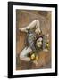 Italy, Sicily, Taormina, ceramic woman with lemons on wall.-Merrill Images-Framed Photographic Print