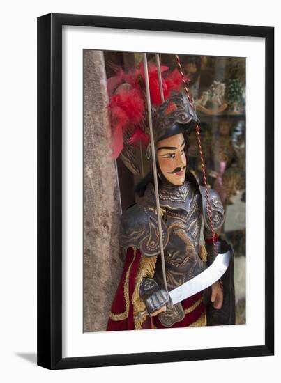 Italy, Sicily, Taormina, knight marionette puppet.-Merrill Images-Framed Premium Photographic Print