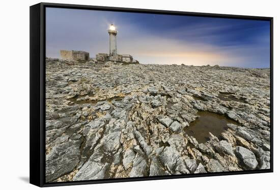 Italy, Sicily, the Lighthouse on the Cliffs of Capo Murro Di Porco, Plemmirio Natural Reserve-Alfonso Morabito-Framed Stretched Canvas