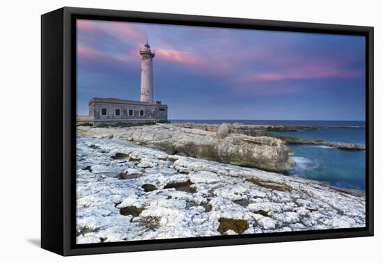 Italy, Sicily, the Santa Croce Lighthouse in Augusta, Taken at Sunset-Alfonso Morabito-Framed Stretched Canvas