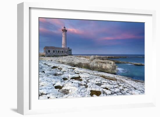 Italy, Sicily, the Santa Croce Lighthouse in Augusta, Taken at Sunset-Alfonso Morabito-Framed Photographic Print