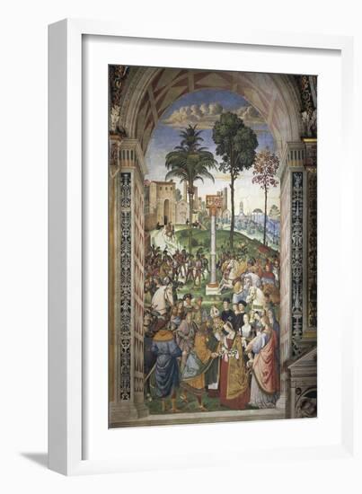 Italy, Siena, Cathedral, Piccolomini Library, Enea Silvio Piccolomini, Bishop of Siena-Bernardino Pinturicchio-Framed Giclee Print