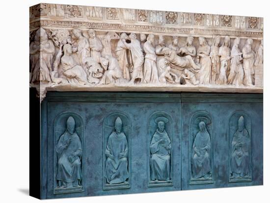 Italy, Siena, Siena Cathedral, Decorated Bronze Door and Sculptured Lintel-Samuel Magal-Stretched Canvas
