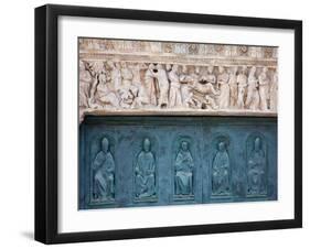 Italy, Siena, Siena Cathedral, Decorated Bronze Door and Sculptured Lintel-Samuel Magal-Framed Photographic Print