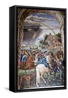 Italy, Siena, Siena Cathedral, Fresco, Aeneas Silvio Piccolomini leaves for the Council of Basel.-Samuel Magal-Framed Stretched Canvas
