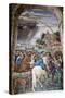 Italy, Siena, Siena Cathedral, Fresco, Aeneas Silvio Piccolomini leaves for the Council of Basel.-Samuel Magal-Stretched Canvas