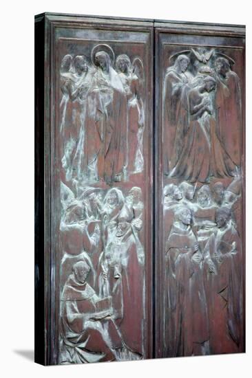 Italy, Siena, Siena Cathedral, Main Facade, Main Door, Bronze Relief, Glorification of the Virgin-Samuel Magal-Stretched Canvas