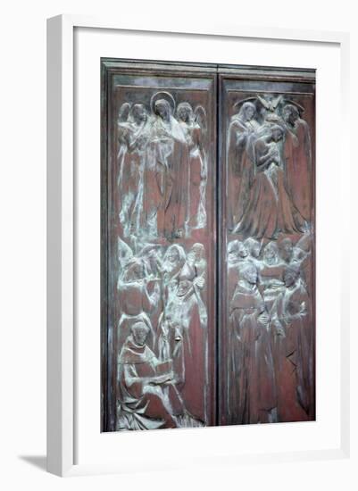 Italy, Siena, Siena Cathedral, Main Facade, Main Door, Bronze Relief, Glorification of the Virgin-Samuel Magal-Framed Photographic Print