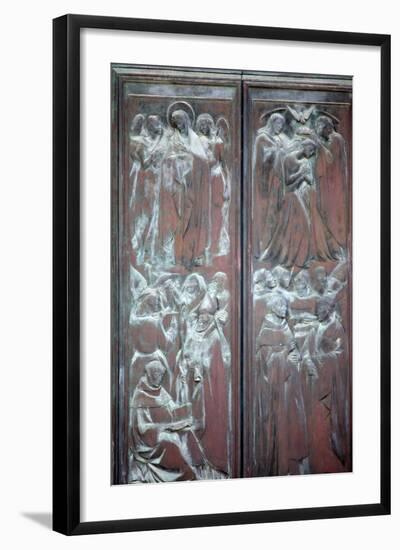 Italy, Siena, Siena Cathedral, Main Facade, Main Door, Bronze Relief, Glorification of the Virgin-Samuel Magal-Framed Photographic Print