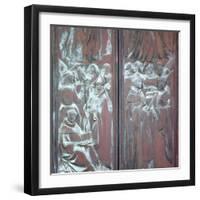 Italy, Siena, Siena Cathedral, Main Facade, Main Door, Bronze Relief, Glorification of the Virgin-Samuel Magal-Framed Photographic Print