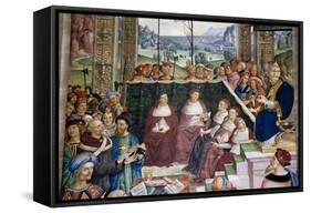 Italy, Siena, Siena Cathedral, Pius II convokes a Diet of Princes at Mantua  to proclaim a Crusade-Samuel Magal-Framed Stretched Canvas