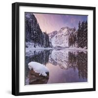 Italy, South Tirol, Alto Adige, Lake Pragser Wildsee, Fanes-Sennes-Prags Naturpark, Seekofel-Rainer Mirau-Framed Photographic Print