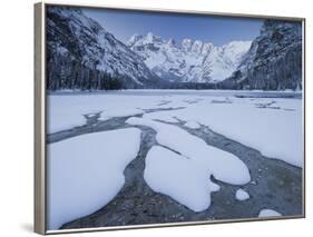 Italy, South Tyrol, Alto Adige, Lake DŸrrsee, Monte Cristallo, Snow-Rainer Mirau-Framed Photographic Print