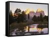 Italy, South Tyrol, Dolomites, Langkofel, Sella, Pordoijoch, Lake, Morning Mood-Thonig-Framed Stretched Canvas