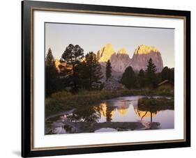 Italy, South Tyrol, Dolomites, Langkofel, Sella, Pordoijoch, Lake, Morning Mood-Thonig-Framed Photographic Print