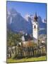 Italy, South Tyrol, Gr?Nertal, Dolomites, Kolfuschg, Church, Autumn-Thonig-Mounted Photographic Print